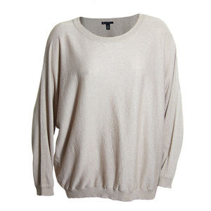 1x Beige Shimmer Long Sleeve Scoop Neck Sweater NEW w/ Tags Plus Sizes INC